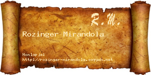 Rozinger Mirandola névjegykártya